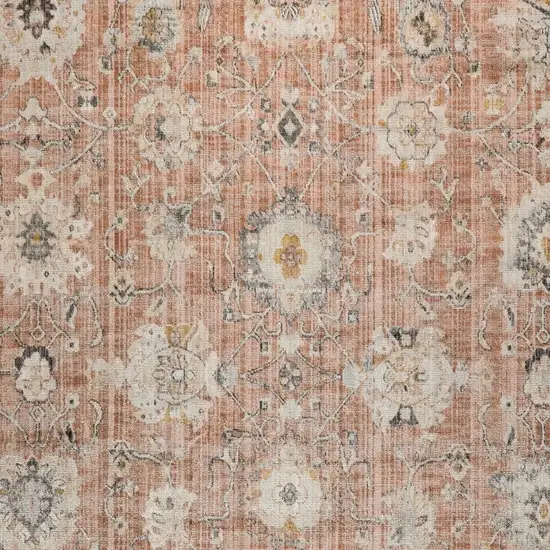 Red Floral Distressed Area Rug Photo 8