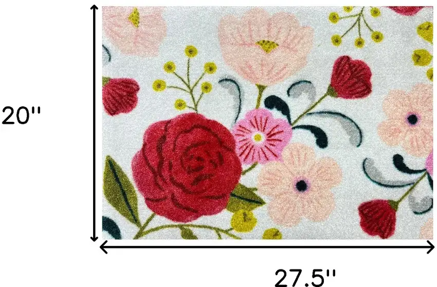 Red Floral Machine Tufted Area Rug With UV Protection Photo 5