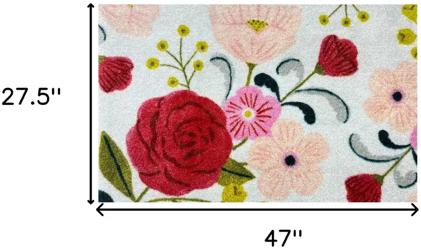 Red Floral Machine Tufted Area Rug With UV Protection Photo 5