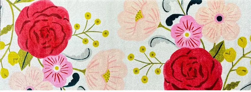 Red Floral Machine Tufted Runner Rug With UV Protection Photo 1