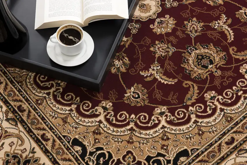 Red Floral Medallion Area Rug Photo 2