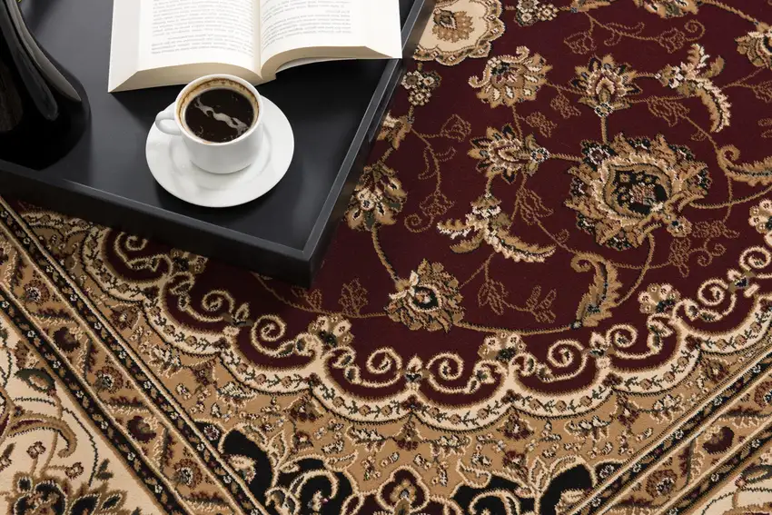 Red Floral Medallion Area Rug Photo 2