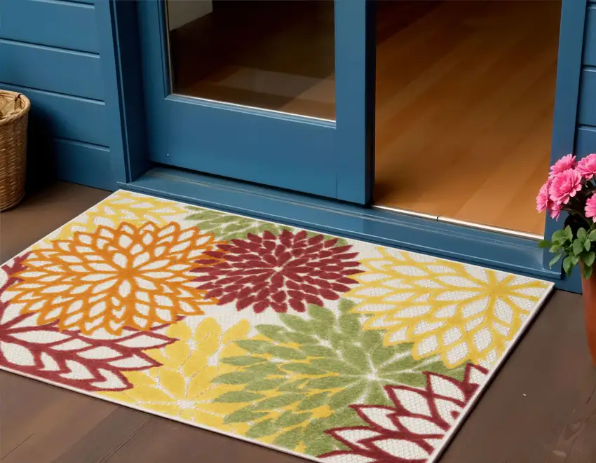 Red And Ivory Indoor Outdoor Area Rug Photo 2