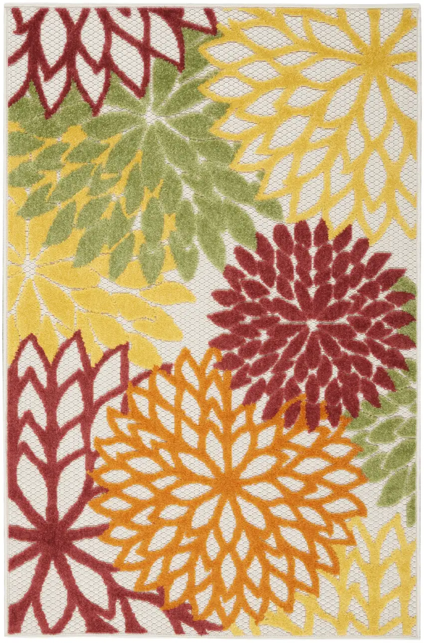 Red And Ivory Indoor Outdoor Area Rug Photo 3