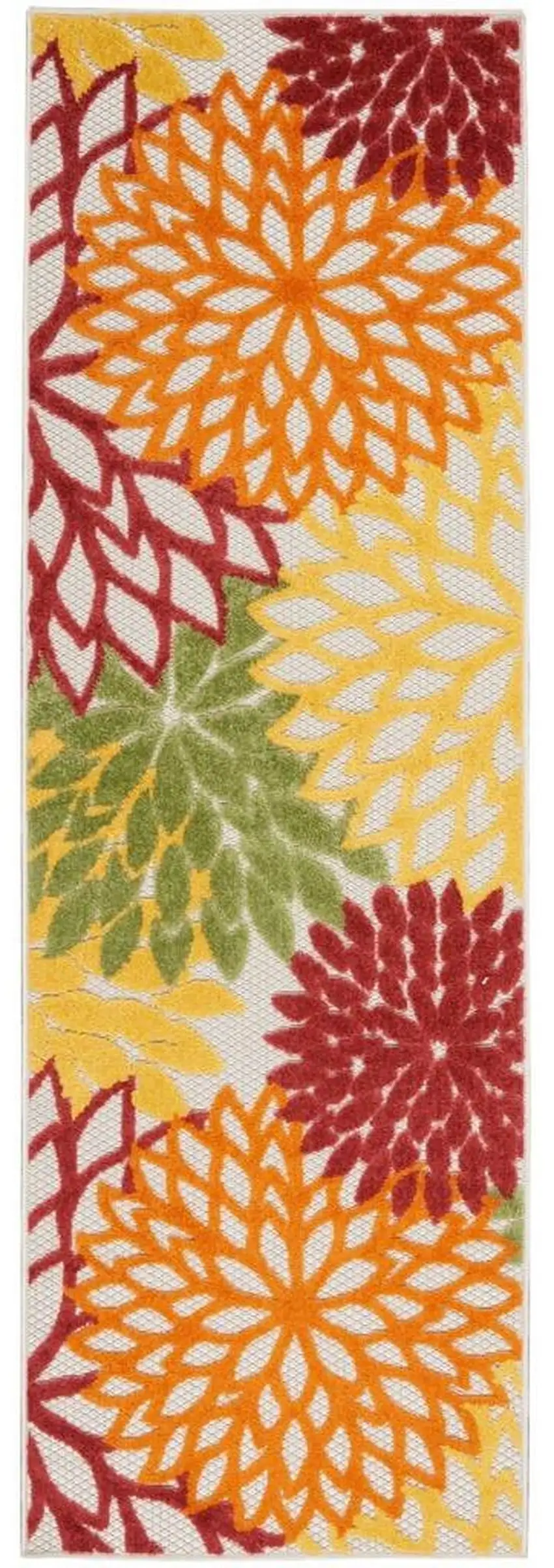 Red Floral Non Skid Indoor Outdoor Runner Rug Photo 1