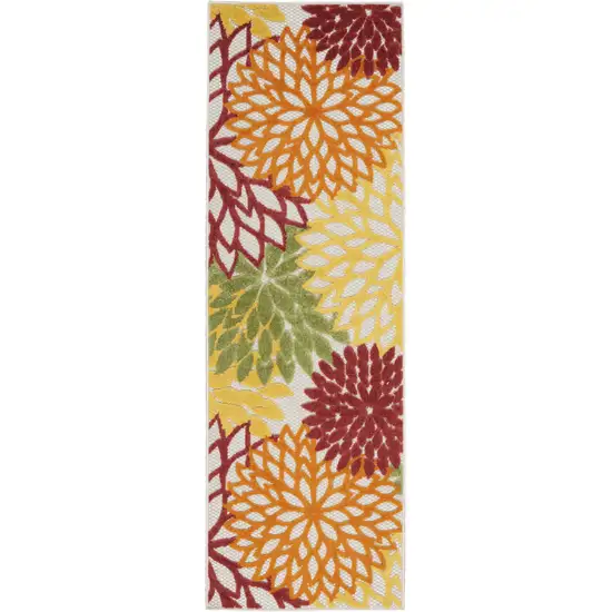 6' Red And Ivory Indoor Outdoor Runner Rug Photo 1