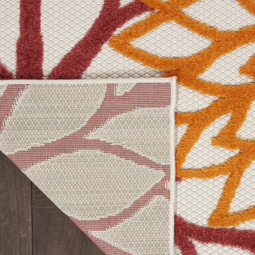 6' Red And Ivory Indoor Outdoor Runner Rug Photo 8