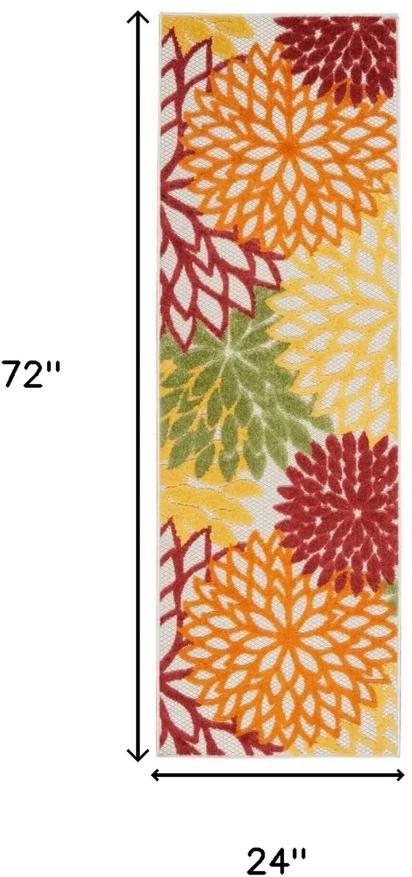 Red Floral Non Skid Indoor Outdoor Runner Rug Photo 5