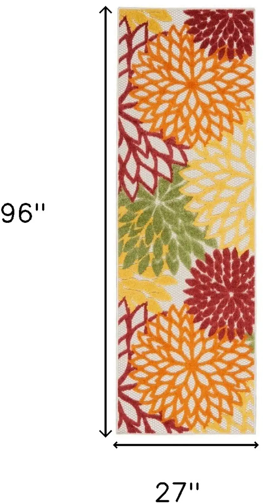 Red Floral Non Skid Indoor Outdoor Runner Rug Photo 5