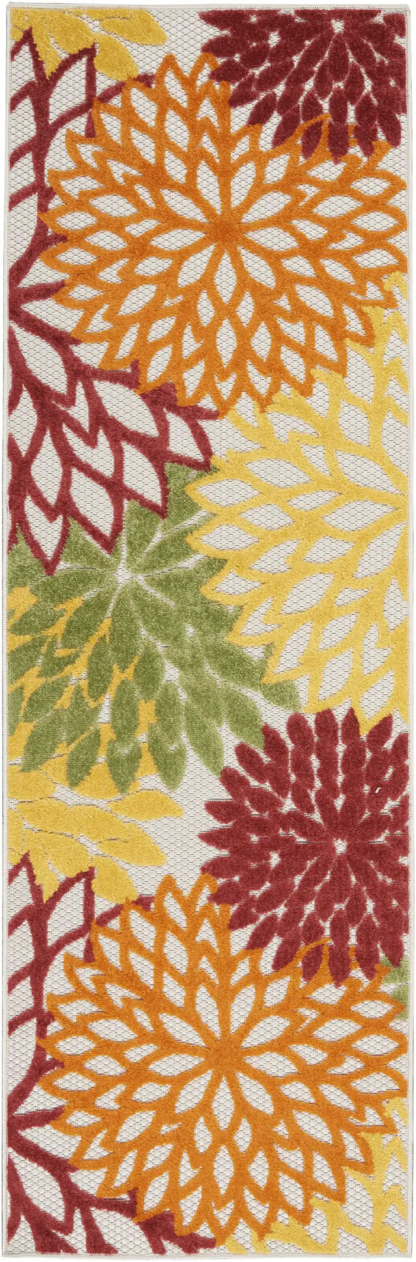 Red Floral Non Skid Indoor Outdoor Runner Rug Photo 2