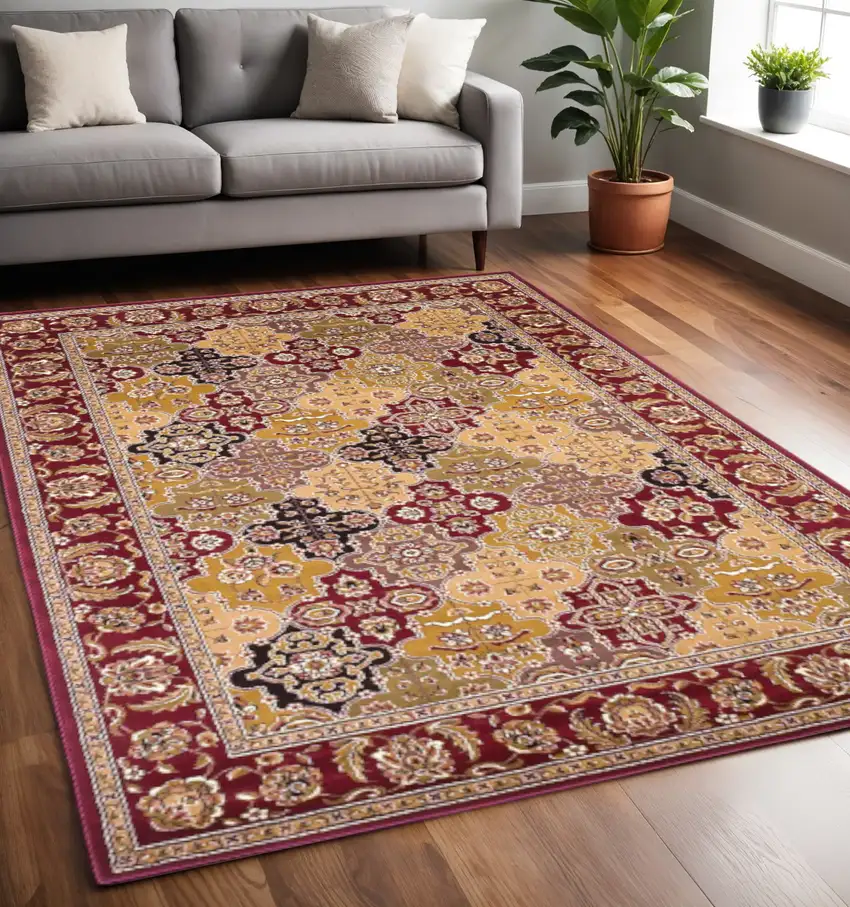 Red Orange And Black Quatrefoil Area Rug Photo 1