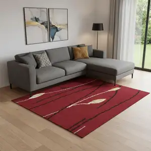 Photo of Red Floral Power Loom Area Rug