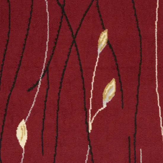 Red Floral Power Loom Area Rug Photo 5