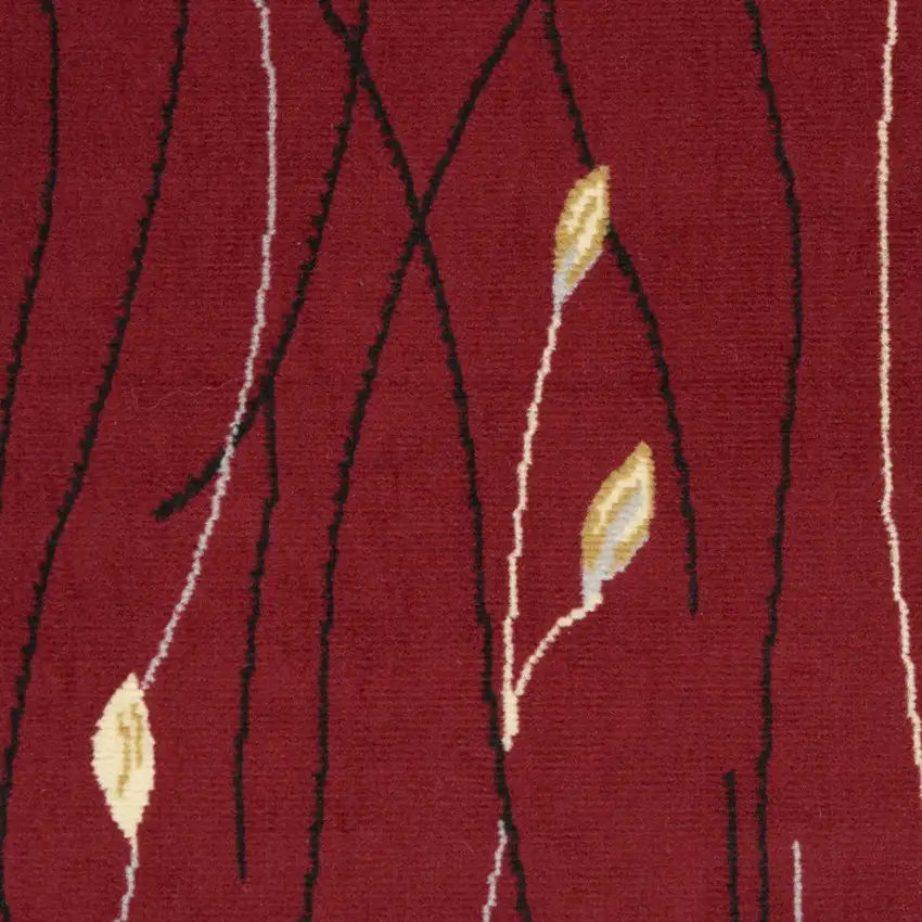 Red Floral Power Loom Area Rug Photo 5