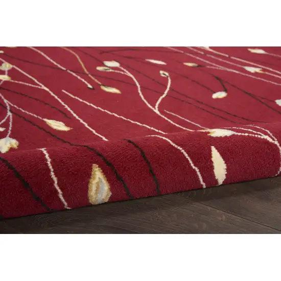 Red Floral Power Loom Area Rug Photo 8