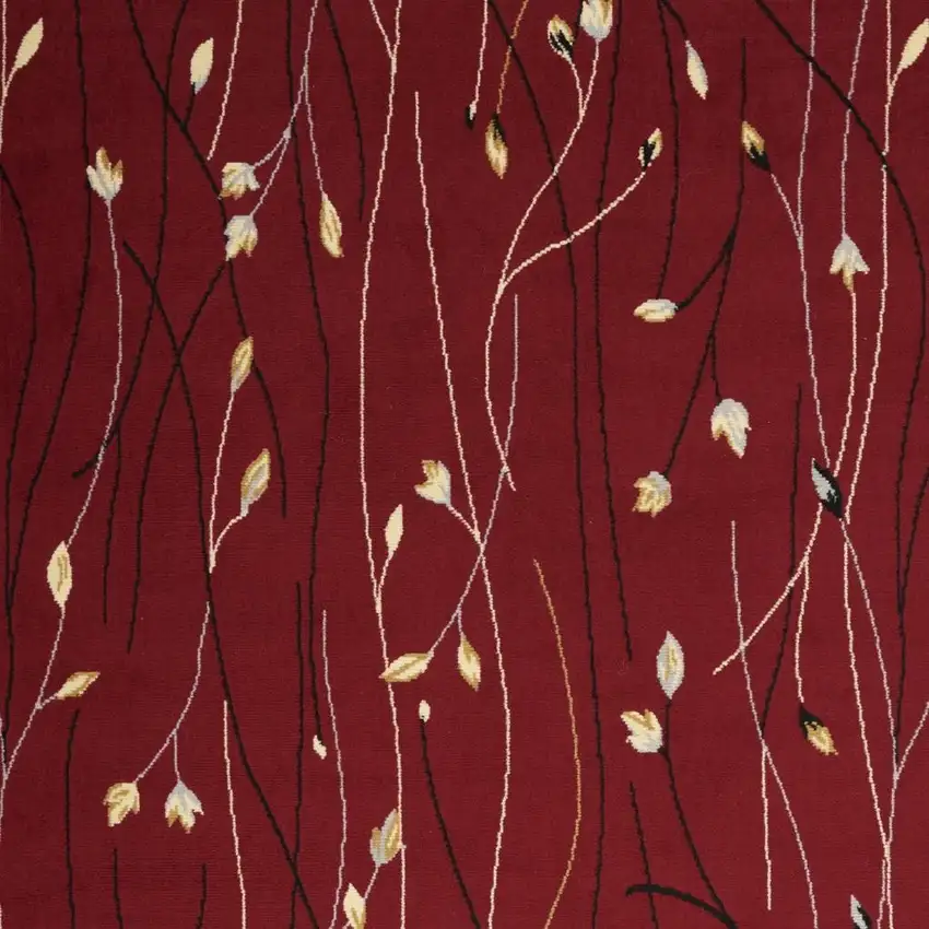 Red Floral Power Loom Area Rug Photo 4