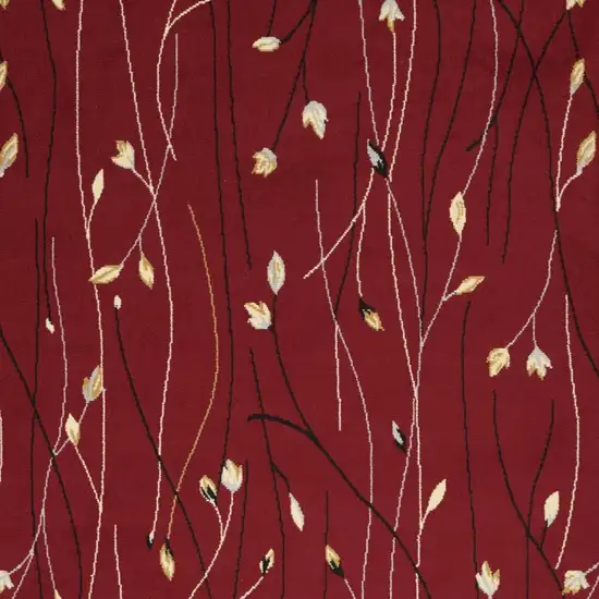 Red Floral Power Loom Area Rug Photo 4
