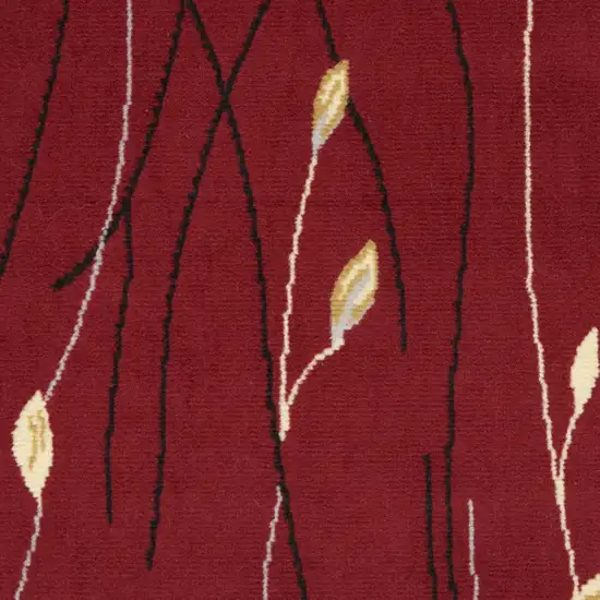 Red Floral Power Loom Area Rug Photo 6