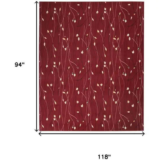 Red Floral Power Loom Area Rug Photo 3