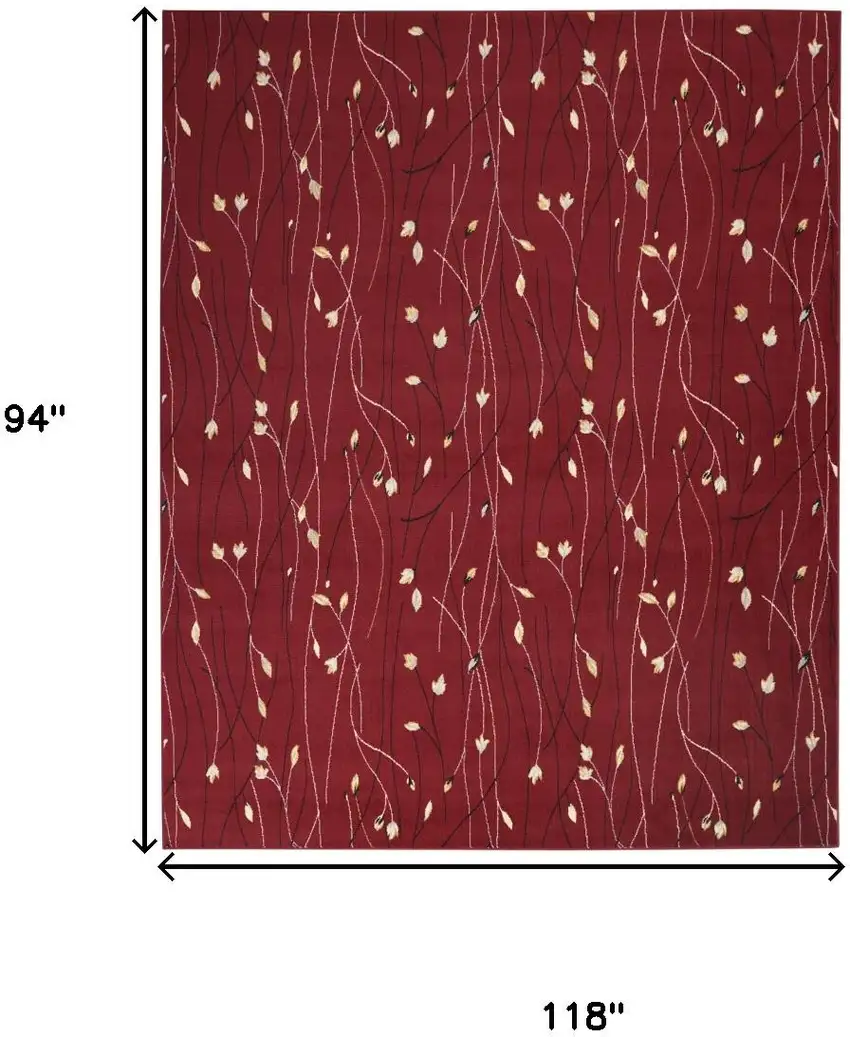 Red Floral Power Loom Area Rug Photo 3