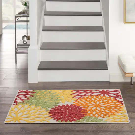 Red Floral Power Loom Area Rug Photo 7