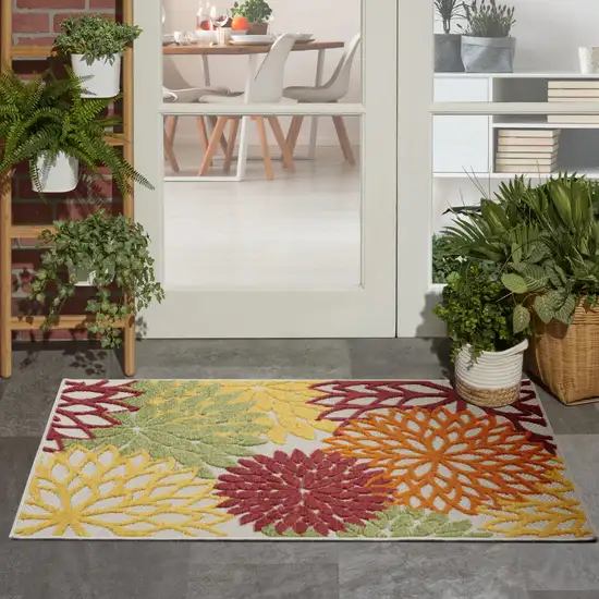 Green Orange and Red Indoor Outdoor Area Rug Photo 9
