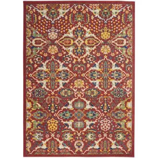 Red Floral Power Loom Area Rug Photo 2
