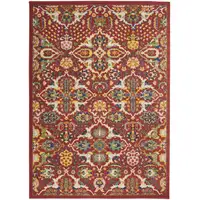 Photo of Red Floral Power Loom Area Rug