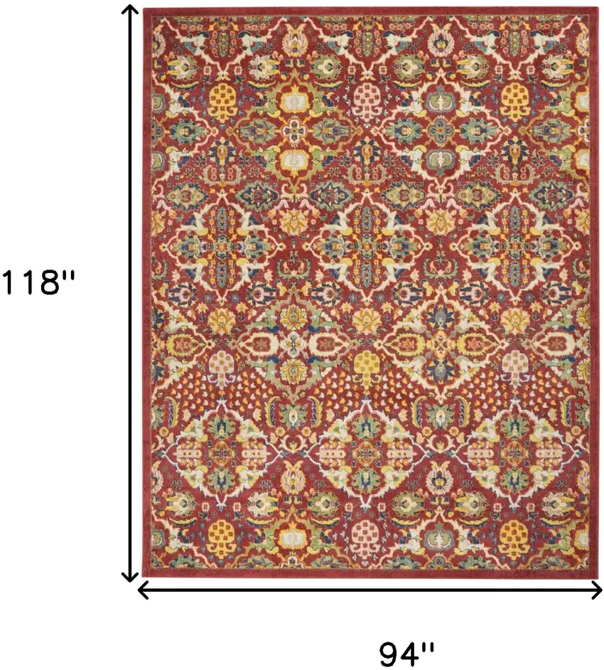 Red Floral Power Loom Area Rug Photo 6