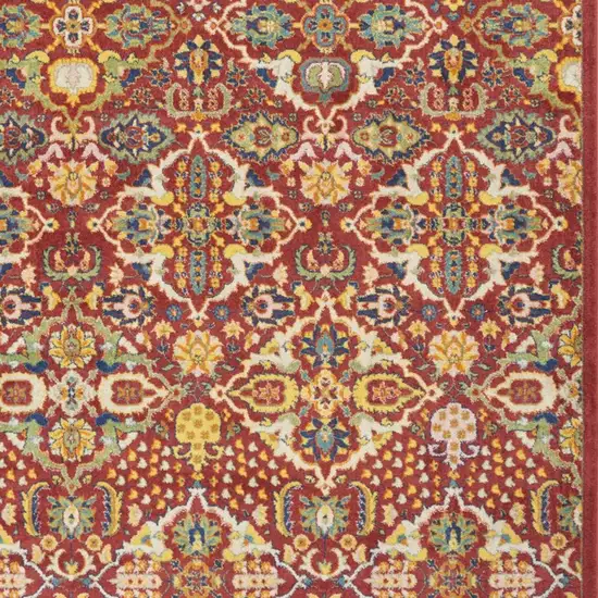 Red Floral Power Loom Area Rug Photo 3