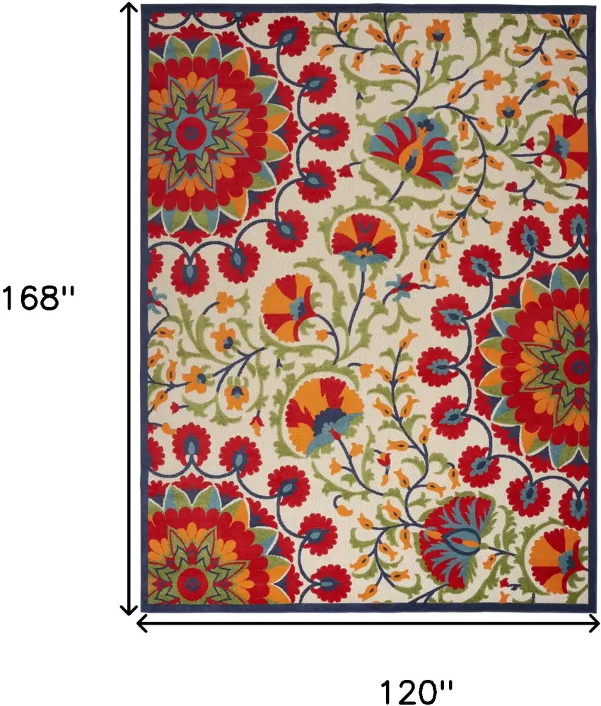 Red and Ivory Indoor Outdoor Area Rug Photo 3