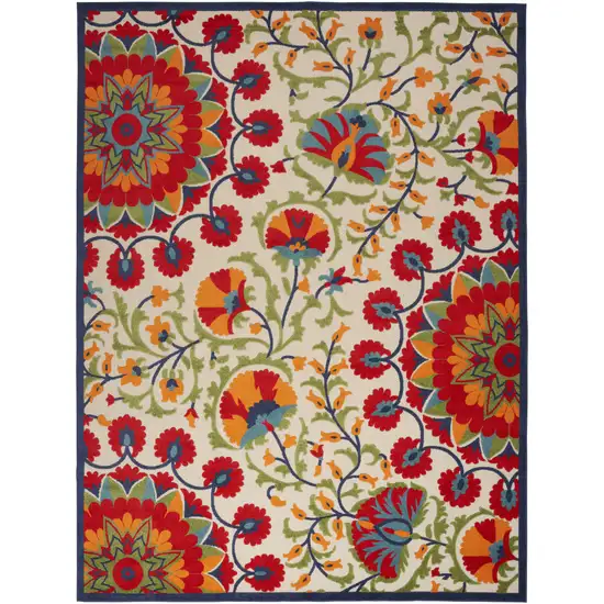 Red And Ivory Indoor Outdoor Area Rug Photo 1