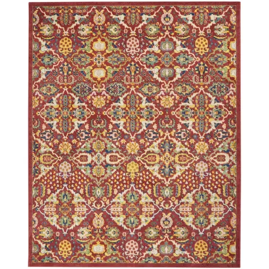 Red Floral Power Loom Area Rug Photo 2
