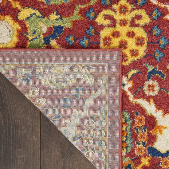 Red Floral Power Loom Area Rug Photo 9