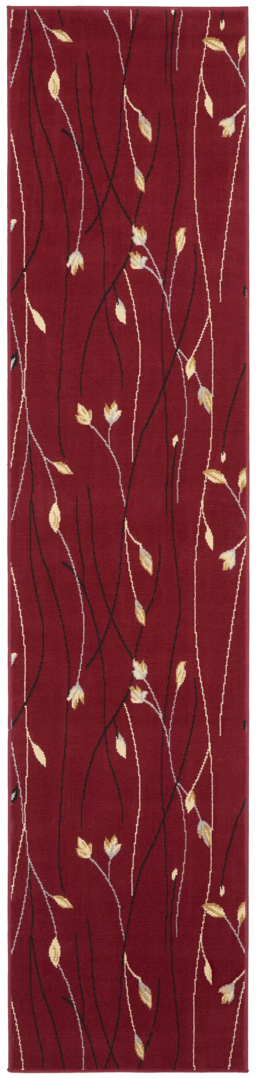 10' Red Floral Runner Rug Photo 1