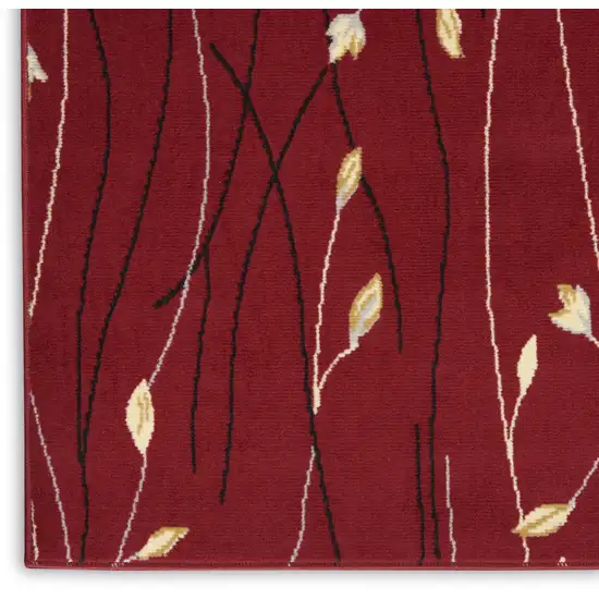 10' Red Floral Runner Rug Photo 9