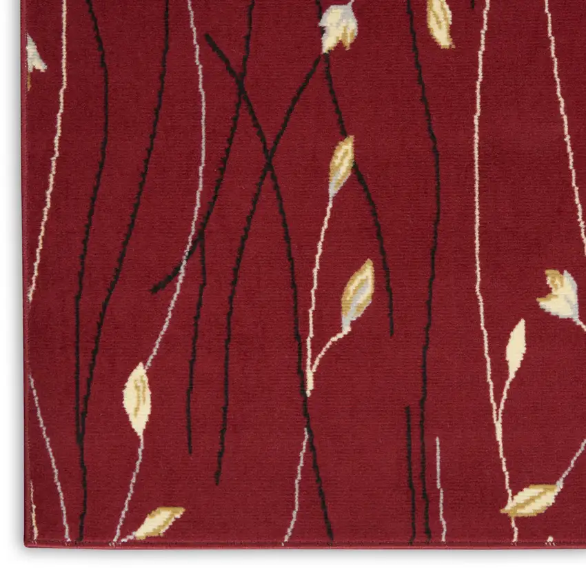 10' Red Floral Runner Rug Photo 9