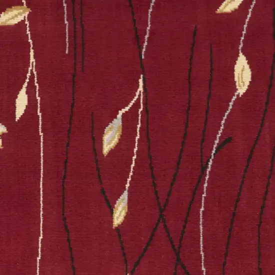 Red Floral Power Loom Runner Rug Photo 6
