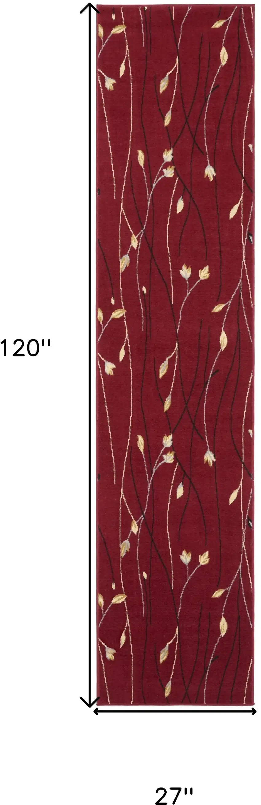 Red Floral Power Loom Runner Rug Photo 3