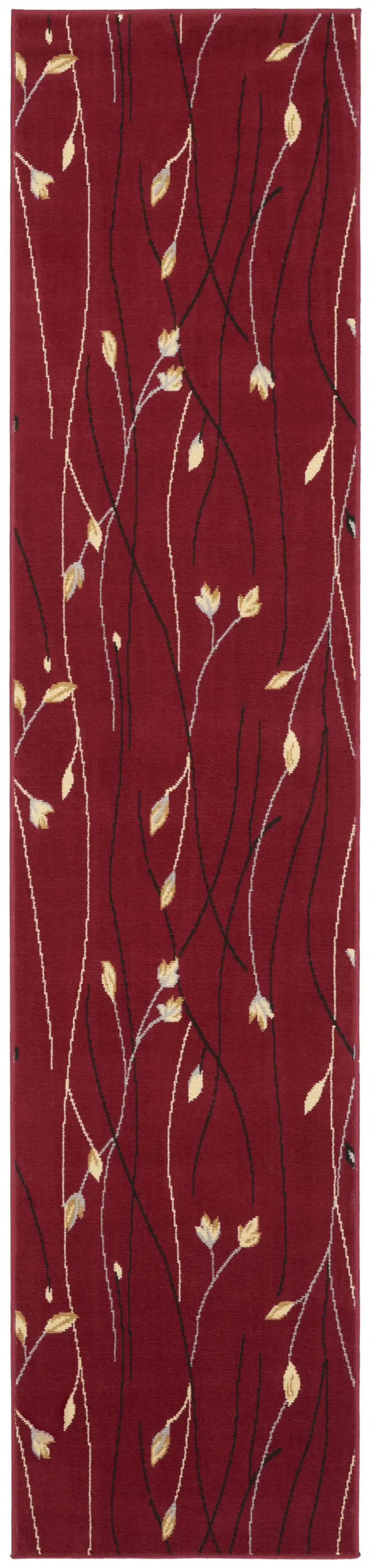 10' Red Floral Runner Rug Photo 3