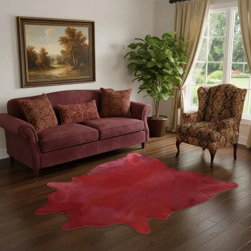Red Cowhide Handmade Area Rug Photo 1