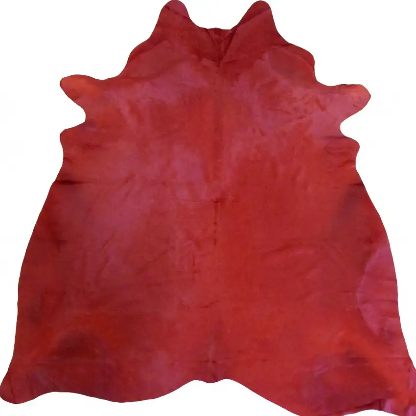 6.5' Red Genuine Cowhide Area Rug Photo 3