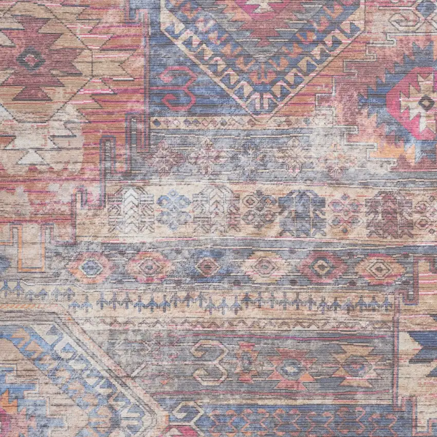 Red Geometric Distressed Area Rug Photo 7