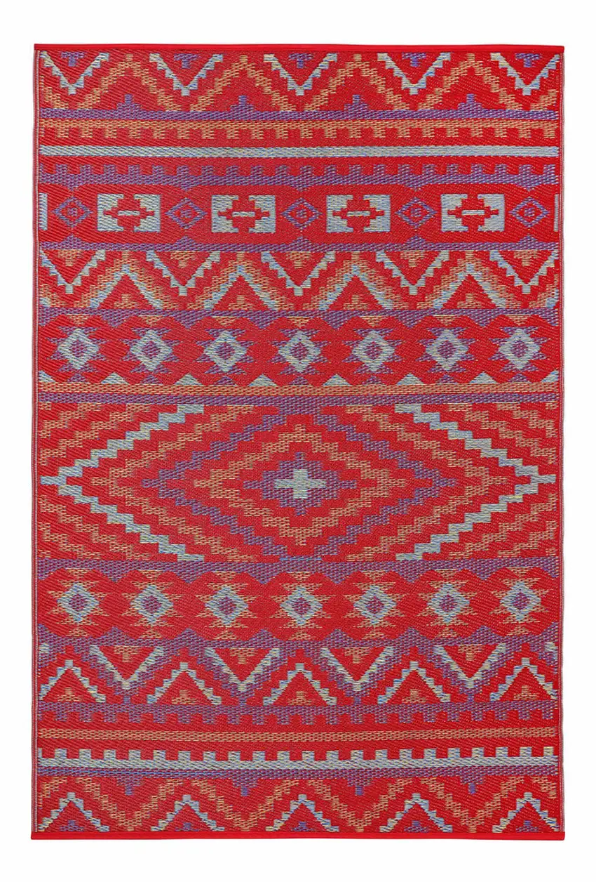 Red Geometric Indoor Outdoor Area Rug Photo 5