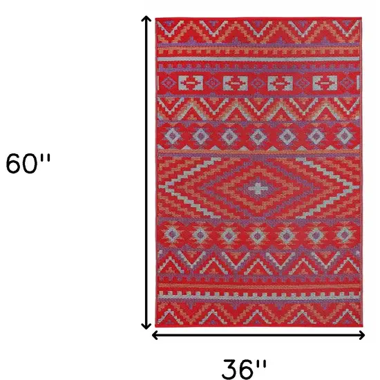 Red Geometric Indoor Outdoor Area Rug Photo 3