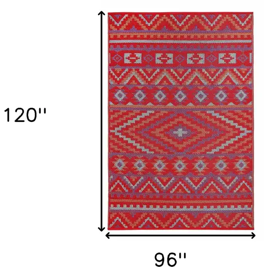 Red Geometric Indoor Outdoor Area Rug Photo 3
