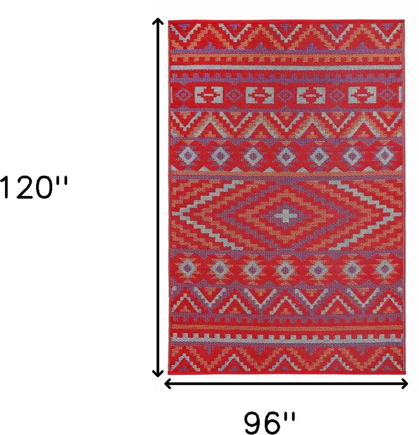 Red Geometric Indoor Outdoor Area Rug Photo 3