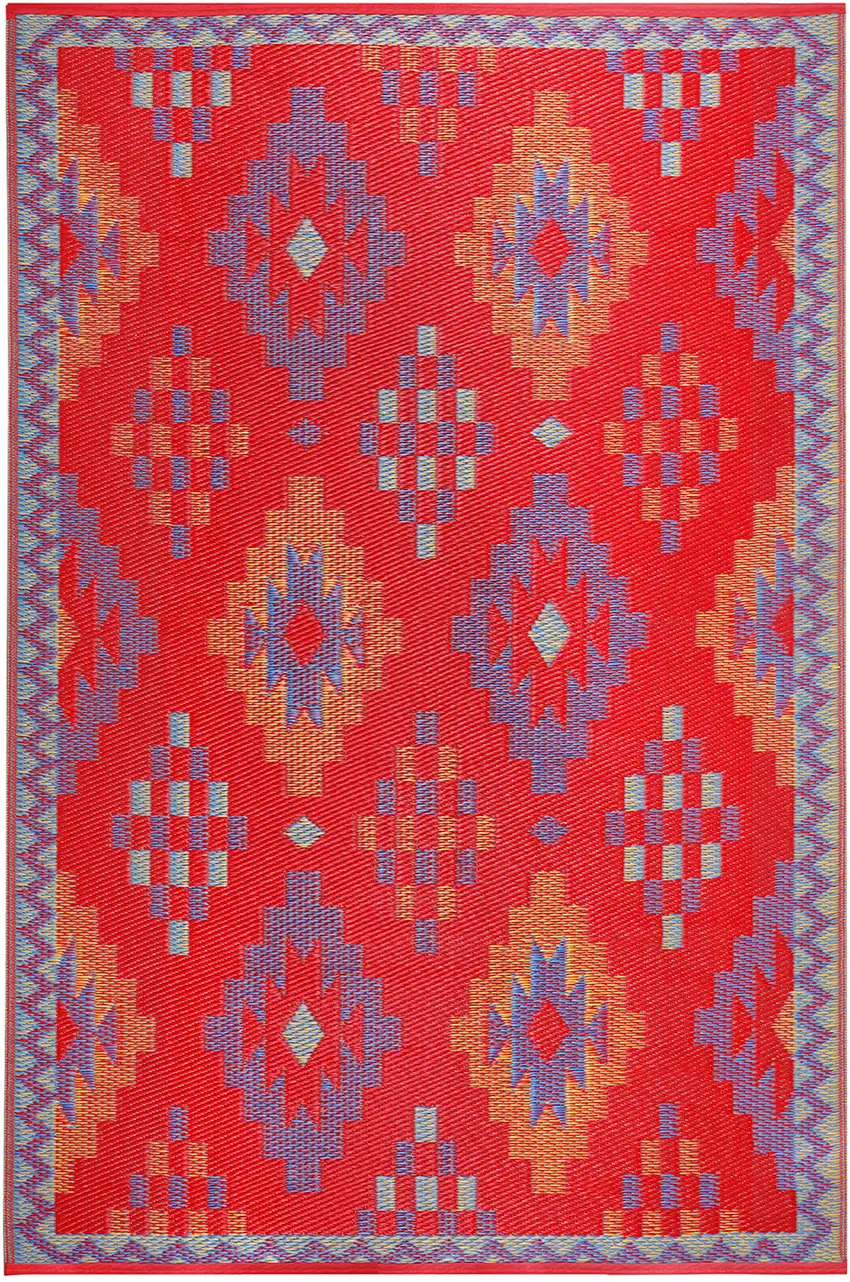 Red Geometric Indoor Outdoor Area Rug Photo 2