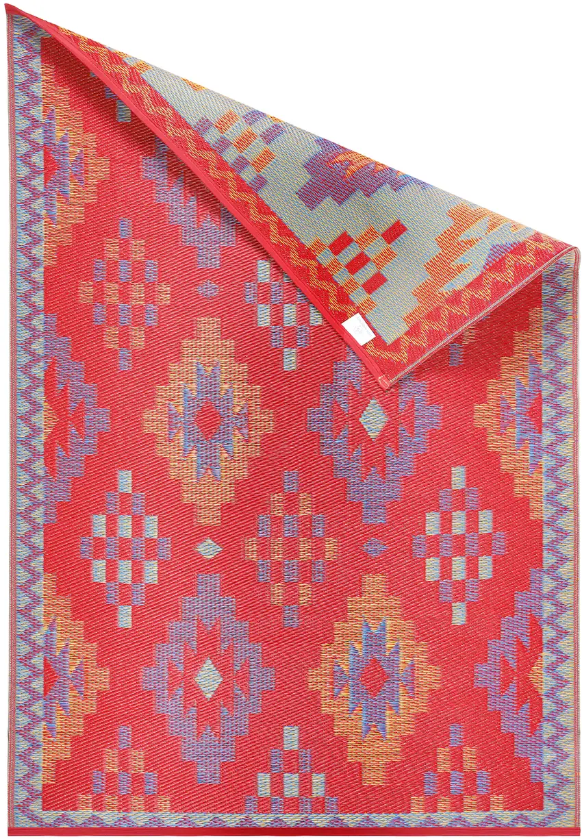 Red Geometric Indoor Outdoor Area Rug Photo 4