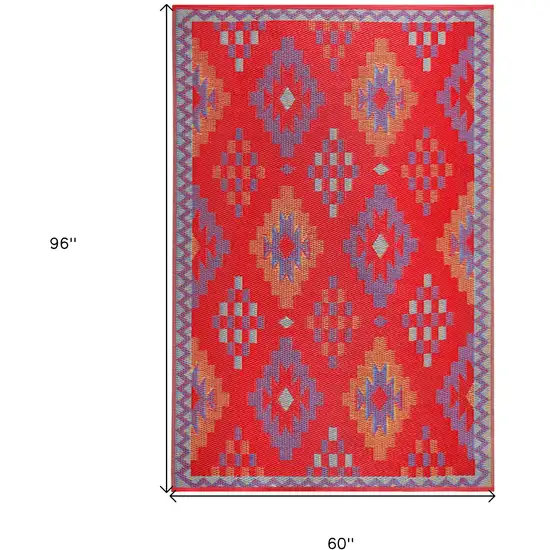 Red Geometric Indoor Outdoor Area Rug Photo 3